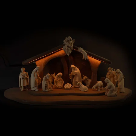 Wooden Nativity Scene 12 cm and 17 pieces