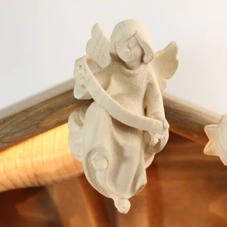 Crèche avec Led en bois 17 pièces 12 cm