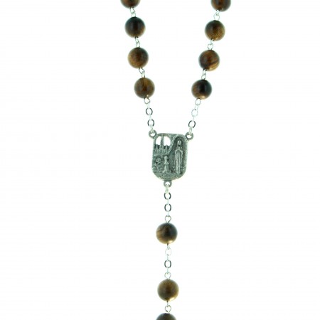 Lourdes rosary in teak wood and metal cross