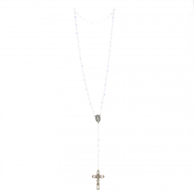 Pearl rosary with violet Miraculous Medal