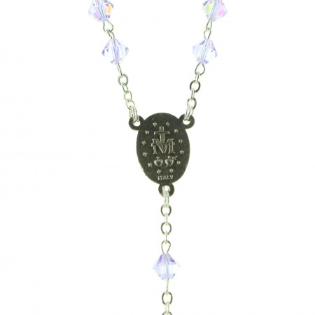 Chapelet en perles avec médaille Miraculeuse violette