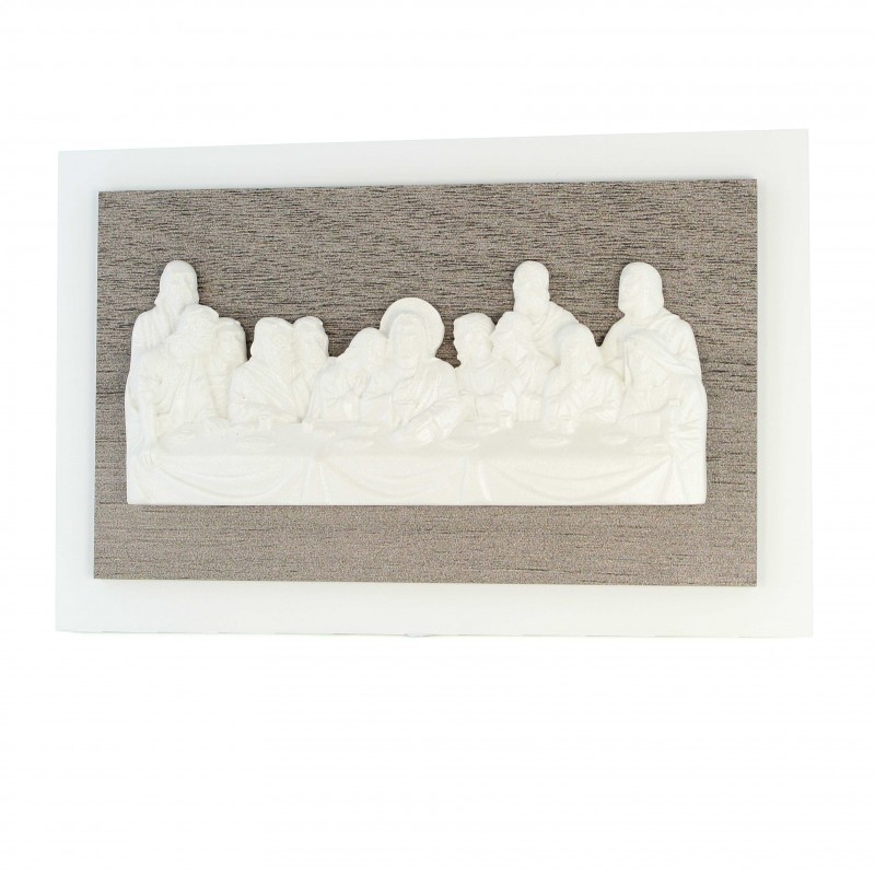 Cornice Ultima Cena in resina bianca 16x11cm