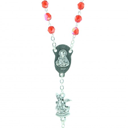 Rosary of Saint Michael for battles in red resin with prayer leaflet