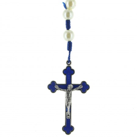 Pearl rosary with blue rope