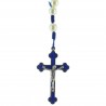 Chapelet de Lourdes perles nacrées sur corde bleue