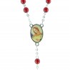 Flame of Love devotional rosary in red resin and silver chain