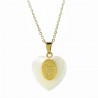 Pendentif coeur nacre , médaille de Saint Michel sur Chaîne dorée
