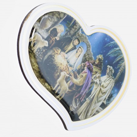 Heart-shaped Nativity magnet