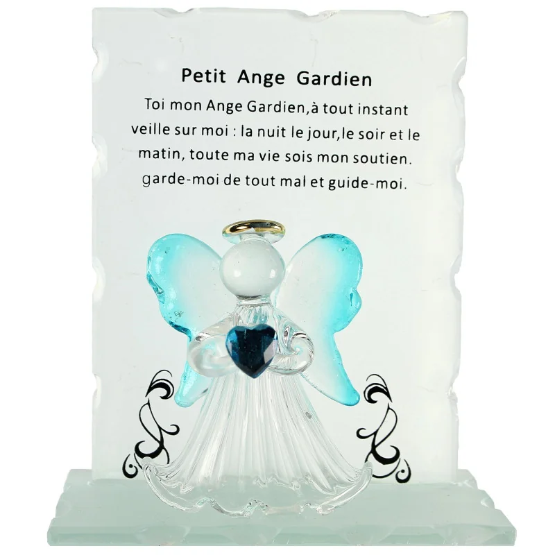Petit ange de Noël en verre avec prière