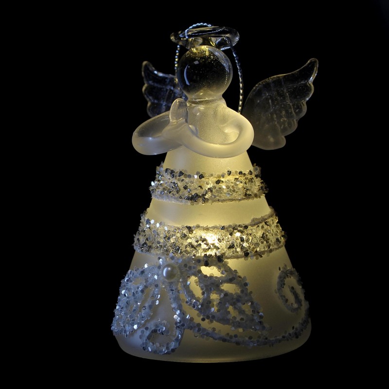 Statue lumineuse d'Ange en verre à accrocher