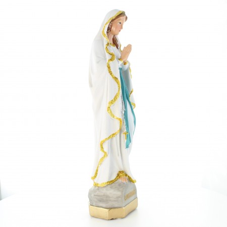 Statua di Nostra Signora di Lourdes in resina colorata con glitter oro 30cm