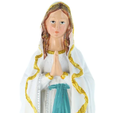 Statue of Our Lady of Lourdes in coloured resin with gold glitter 30cm