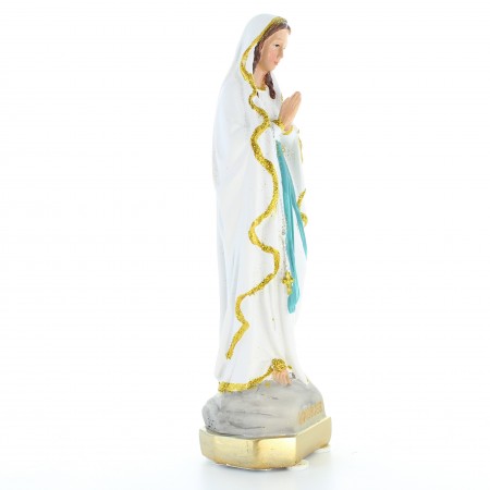 Nostra Signora di Lourdes in resina colorata con scaglie d'oro 20cm