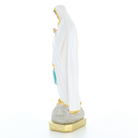 Statue Notre Dame de Lourdes en résine colorée avec paillettes dorées 15cm