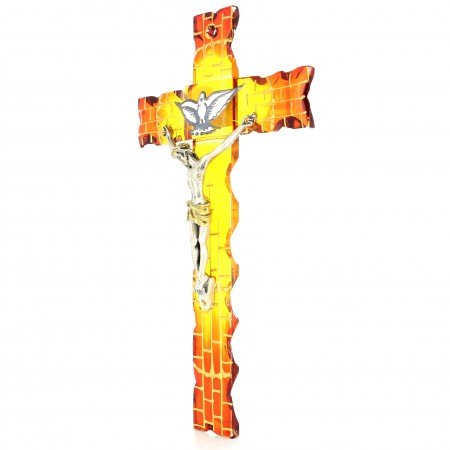 Croix Esprit Saint en verre 23cm
