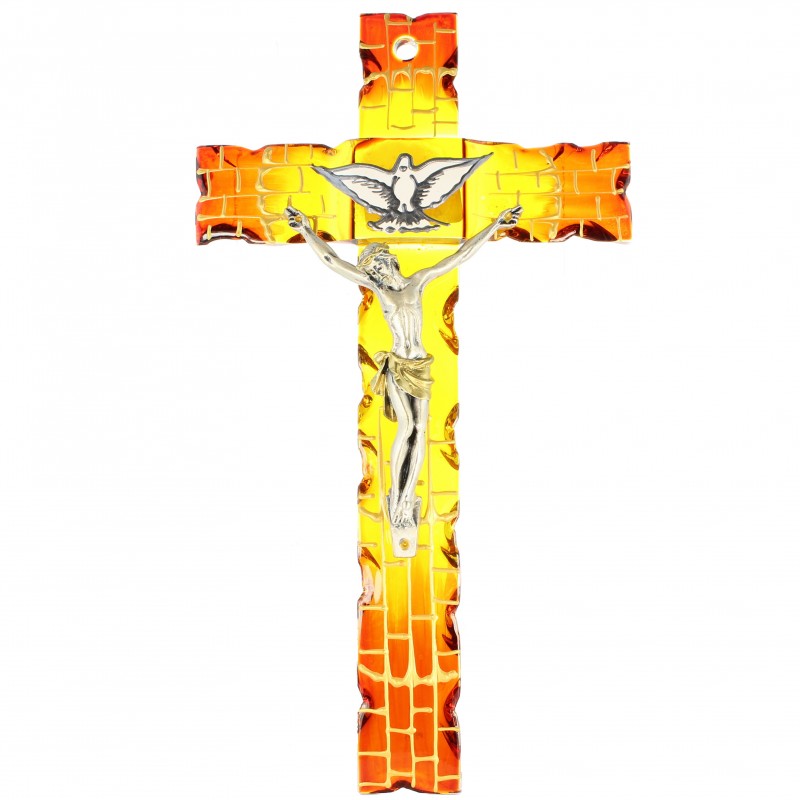 Croix Esprit Saint en verre 23cm