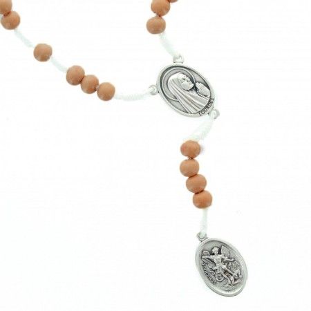 Saint Michael Cord rosary wood beads