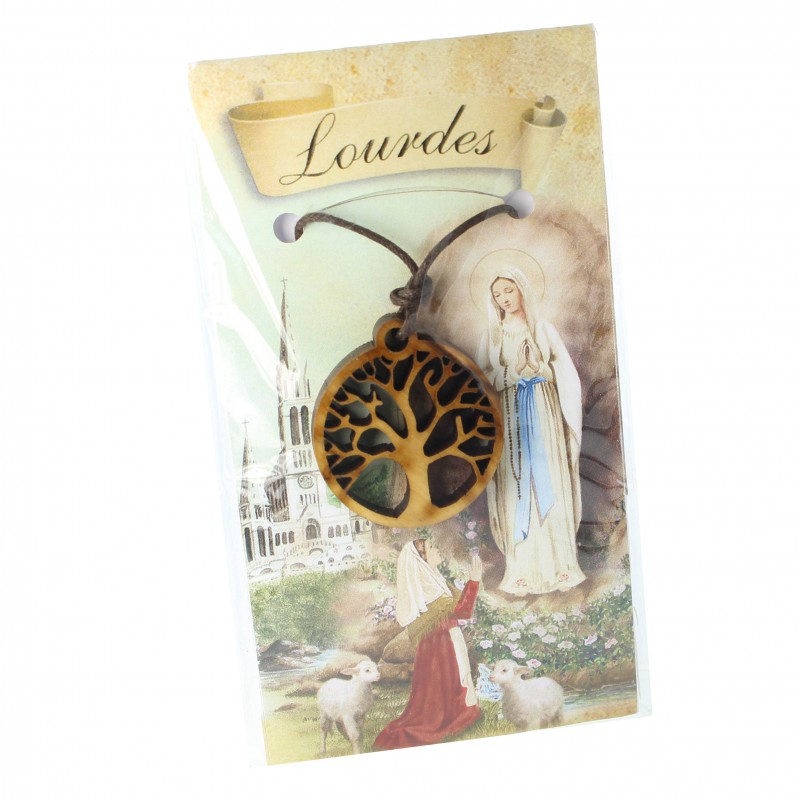 Collana dell'Albero della Vita con immagine dell'apparizione di Lourdes 9x5,5