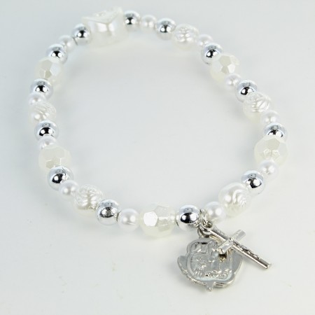 Bracelet dizainier perles blanches et coeur