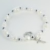 Bracelet with white pearls and heart