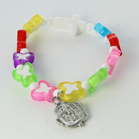Bracciale per bambini con perle multicolori e farfalla