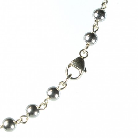 Silver rosary with 4mm beads and Lourdes heart