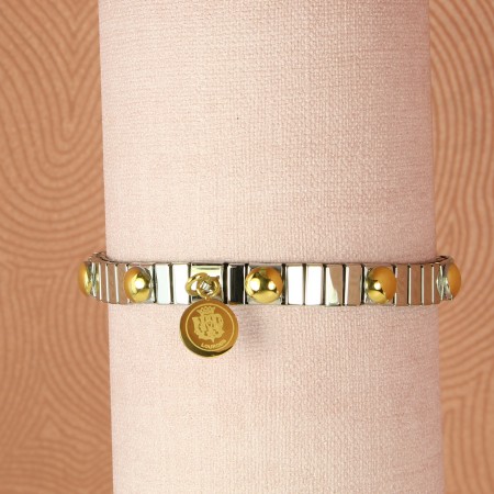 Bracelet dizainier argent billes dorées
