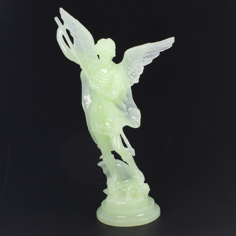 Statue de Saint Michel lumineuse de 13cm en résine