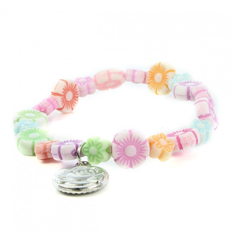 Bracelet enfant fleur multicolores