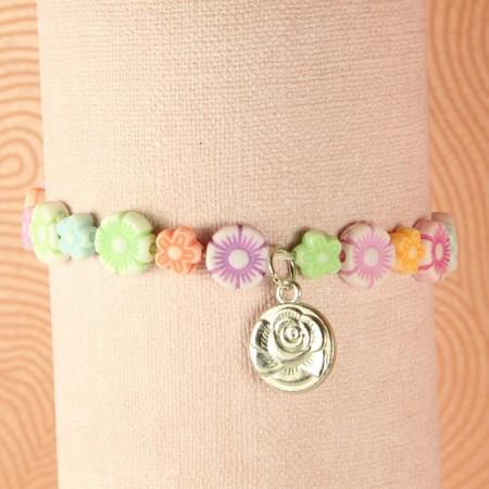 Bracelet enfant fleur multicolores