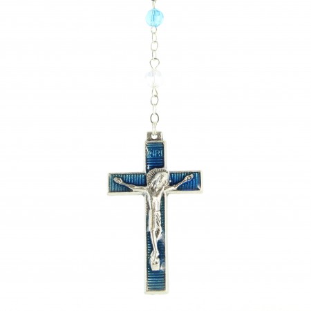Appariton rosary in blue and white glass