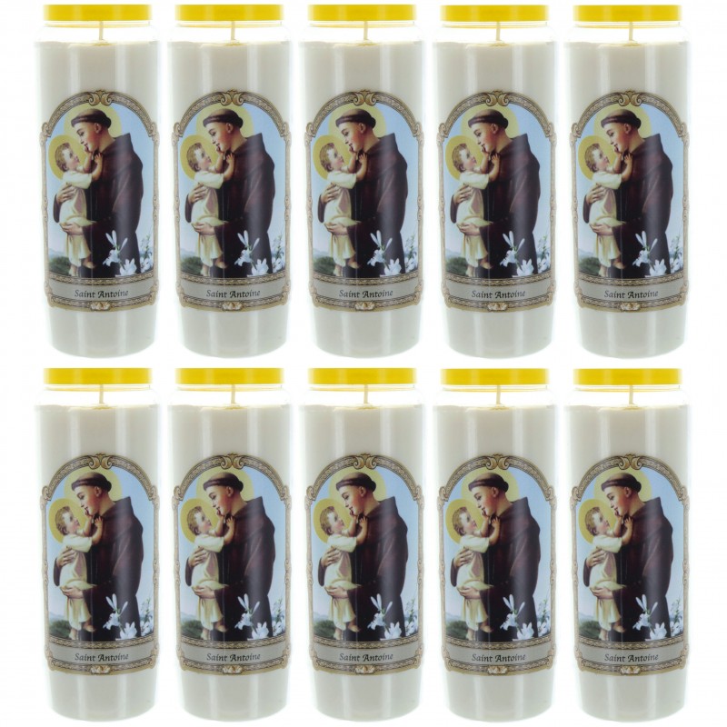 Set of 10 Novena Candles of Saint Anthony 17,5cm
