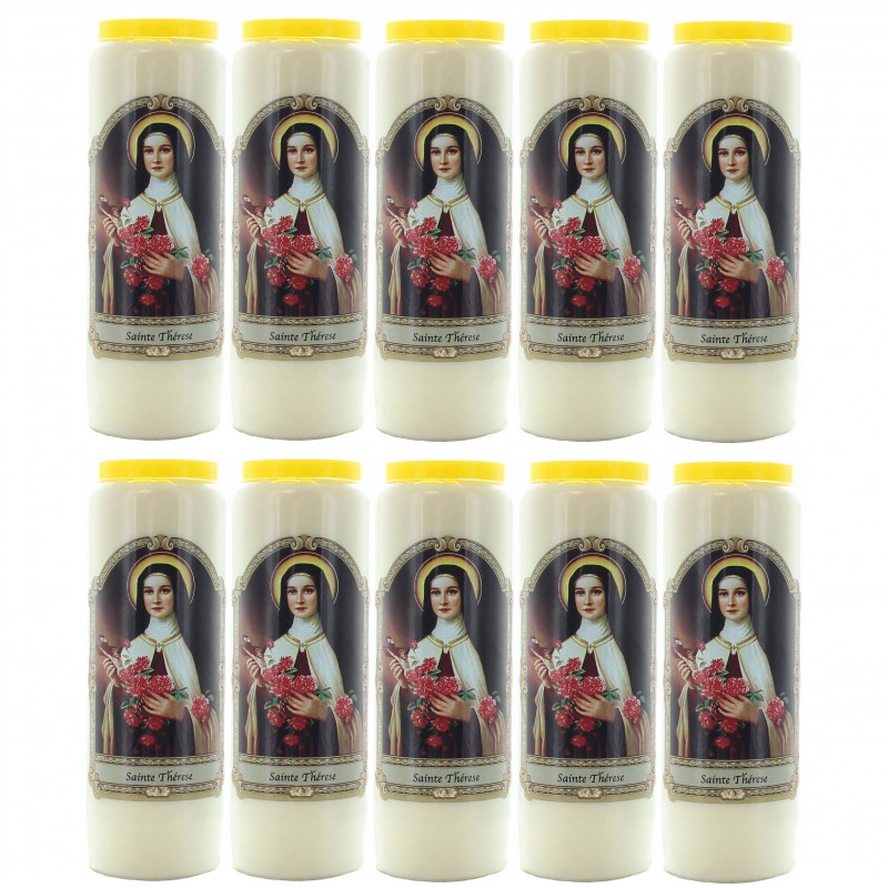 Set of 10 Novena Candles Saint Theresa 17,5 cm