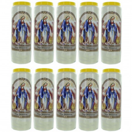 10 Bougies de Neuvaine de la Vierge Miraculeuse 17,5cm