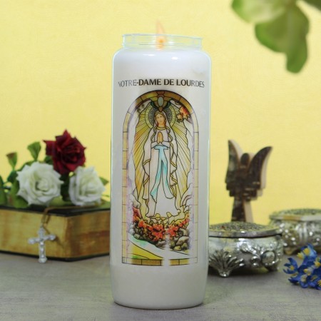 10 Bougies de Neuvaine de Notre Dame de Lourdes avec prières au dos