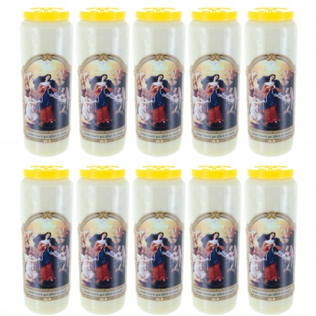 Set di 10 candele Novena di Madonna che Scioglie I Nodi 17,5 cm
