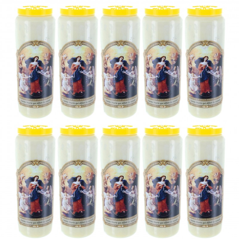 Set of 10 Novena candles of Mary who unties the knots 17,5 cm