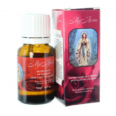 Olio essenziale religioso Nostra Signora di Lourdes, al profumo di rosa rossa 10ml