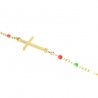 Bracelet doré avec croix et perle multicolores
