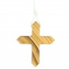 Collier Cordon blanc avec croix en bois d'olivier