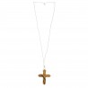 Collier Cordon blanc avec croix en bois d'olivier