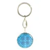 Round keyring of Saint Benedict, blue