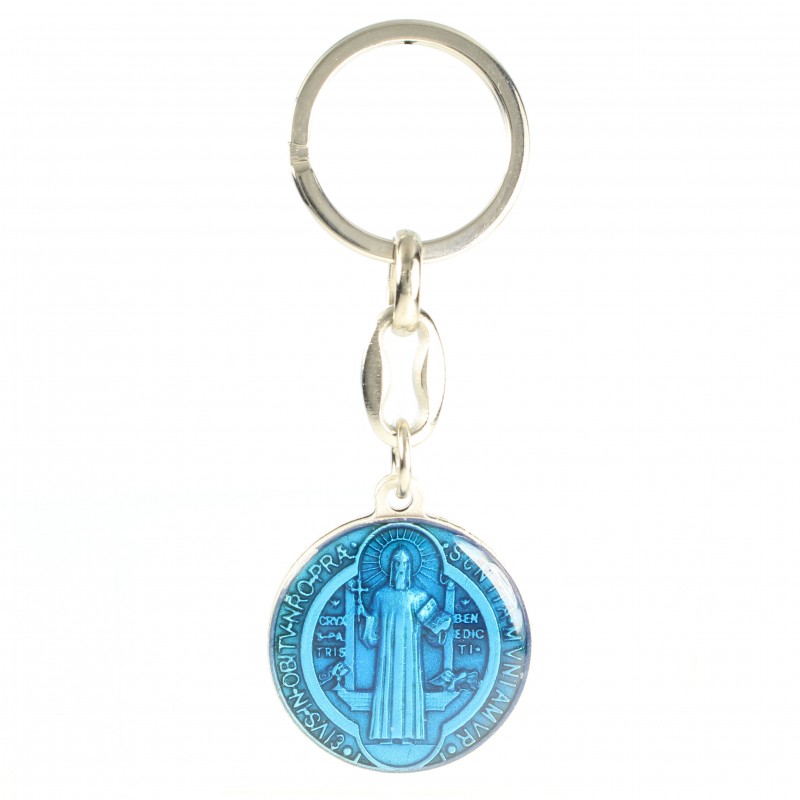 Porte-clé de Saint Benoit émaillé bleu