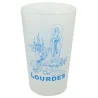 Plastic cup decorated with the Apparition of Lourdes