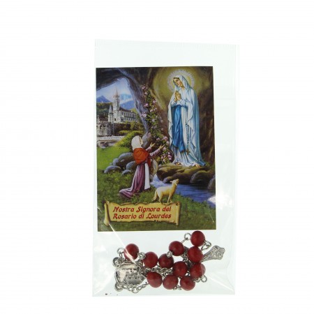 Image de l'Apparition de Lourdes et Dizainier pétale de rose