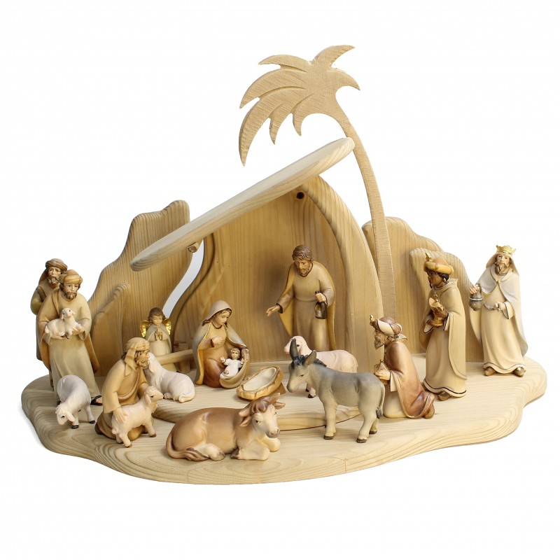 17-piece wooden Nativity Scene with stable