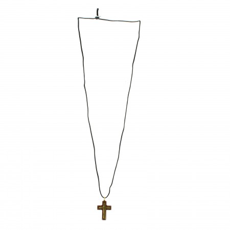 Collier en corde et croix en bois d'érable de 2,5cm