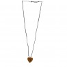 Necklace with engraved wooden angel heart pendant mounted on rope