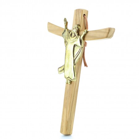Croix du Christ Glorieux en bois d'olivier de 15cm