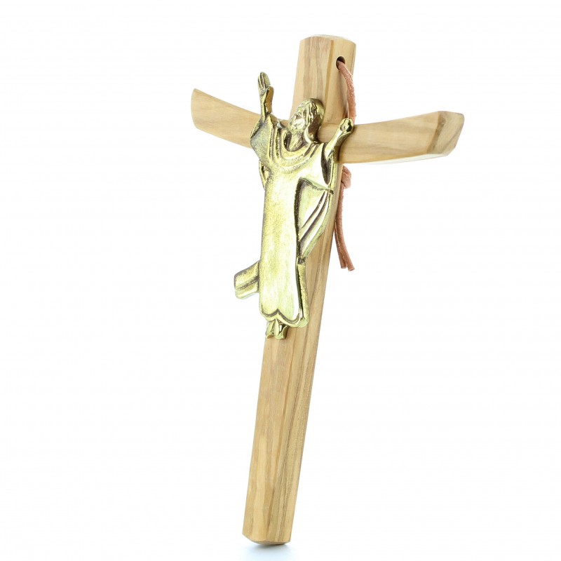 Croix du Christ Glorieux en bois d'olivier de 15cm